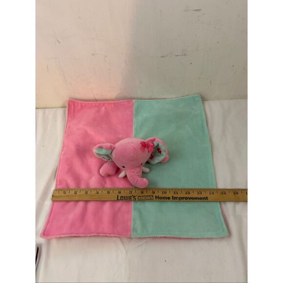 Okie Dokie OS 14"x14"Baby lovey blankie Elephant pink blue replacement rn#27829 - Picture 4 of 5